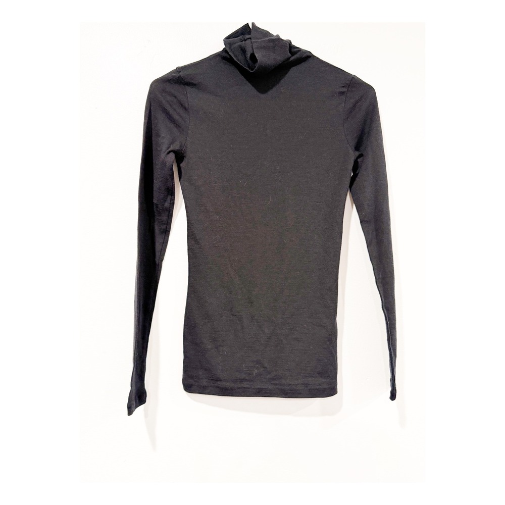 Club Monaco Womens XS Black Wool Cashmere Blend Long Sleeve Turtleneck Top